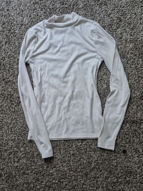 No Boundaries White Ribbed Mock Neck Long Sleeve Top